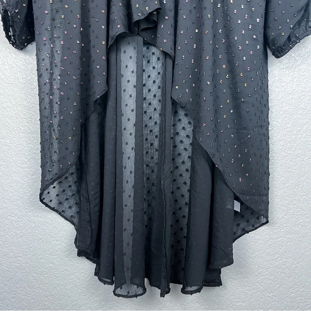 Torrid NWT Chiffon Rainbow Clip Dot Top Black 3X Whimsigoth Semi-Sheer Shirt - Picture 7 of 12